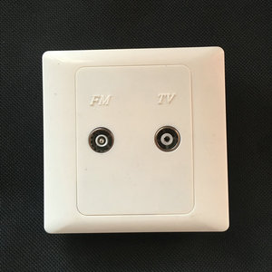 有线电视面板86电视插座双孔双面板加屏蔽罩终端盒tv加fm型