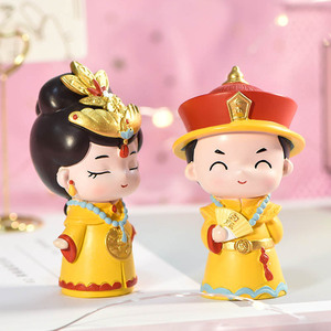 石膏娃娃白坯皇上皇后8.5cm 石膏像 儿童益智手工制作diy亲子互动