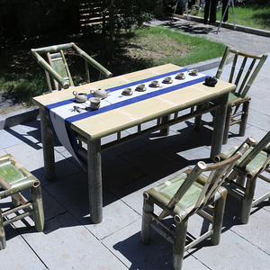 竹茶桌椅组合长方桌新中式家用阳台竹编茶几简约功夫茶台竹子桌子