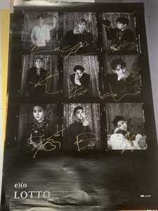 EXO 正规三辑Repackage专辑LOTTO的原版 亲笔签名海报+邮筒