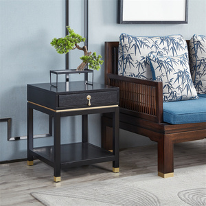 新中式实木角几客厅沙发小方边几柜摆件架床头柜茶几带抽屉小户型