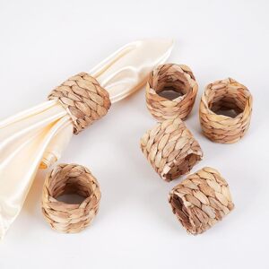 12 pack Water Hyacinth Napkin Rings 手工编织草餐巾环圈口巾扣