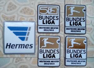 1112131415德甲冠军臂章 3d植绒布贴徽章 印号号码纸烫画胶印