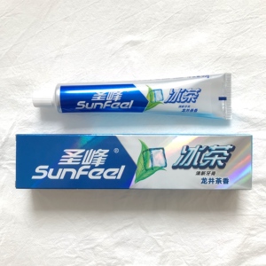 正品 圣峰牙膏冰茶清新口气超爽龙井茶90g 清洁