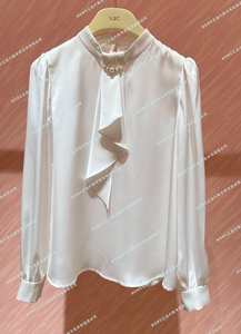 三标全VJC OLIVIA专柜正品国内速发女装珍珠白色衫衫 V24AN1170