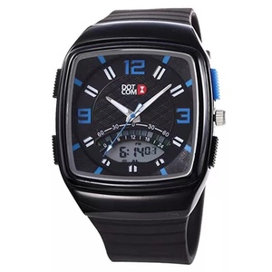 dotcom动特酷户外运动时尚流行方型多功能双显男女手表石英机芯