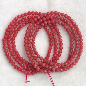 天然红蔷薇石三圈手链女时尚百搭水晶多圈手串饰品小清新简约礼物