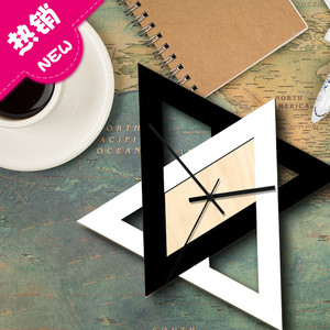 创意欧式个性装饰静音钟表三角形黑白极简风轻奢客厅餐厅ins 挂钟