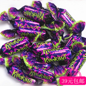 进口俄罗斯紫皮糖巧克力夹心糖果  喜糖果仁酥糖KPOKAHT  零食品