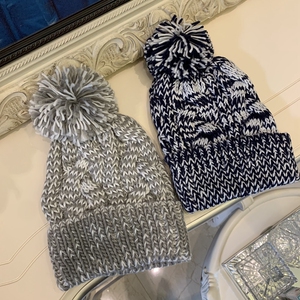 麻花毛球毛线帽子冬季男女双色韩版加厚保暖亲子针织