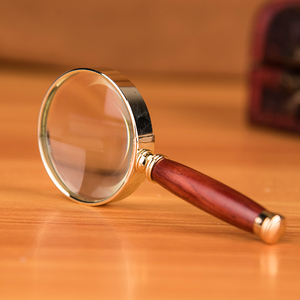 光学玻璃镜片老人高清20倍超清晰红木手持阅读正品金属放大镜50mm