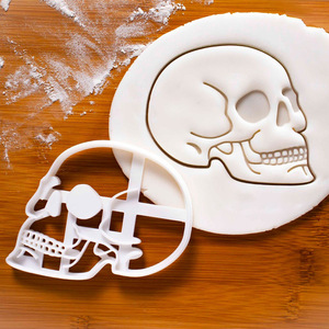 卡通骷髅头饼干模具 3D立体万圣节糖霜塑料压模曲奇翻糖烘焙工具