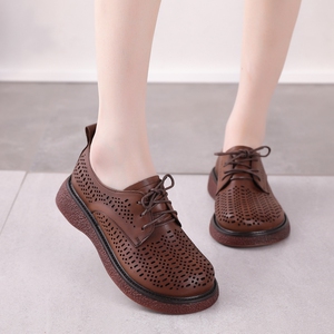 2021狐姬女鞋真皮民族风女复古懒人系带镂空单鞋软底凉鞋景本色