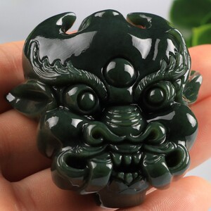 天然新疆和田玉牛魔王皮带扣青玉男款玉佩腰扣生肖牛皮带挂佩送证