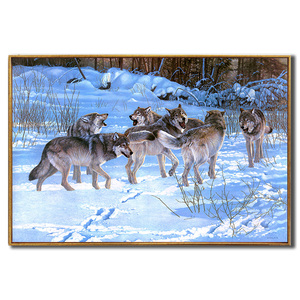 欧美外国下西方狼群油画狼壁画企业狼性文化挂画打印装饰画