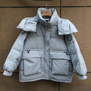 密斯倩y8332保暖白鸭绒羽绒服连帽设计感加厚宽松面包服收腰显瘦