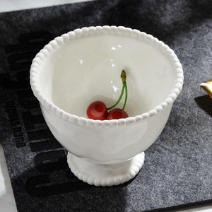 欧式工艺陶瓷复古珍珠高脚碗 釉下彩瓷器碗 餐厨美食一体餐碗瑕疵