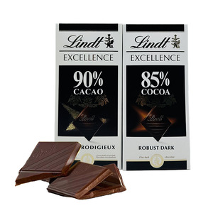 进口lindt瑞士莲特级排装90%85%99%特醇纯可可黑巧克力100克