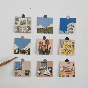 韩风卡片小清新森系插画卡纸可爱卡通房间宿舍墙面装饰卡片贴纸