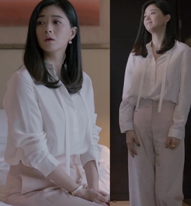 韩国新品欢乐颂2蒋欣樊胜美明星同款长袖百搭衬衫直筒阔腿裤19夏