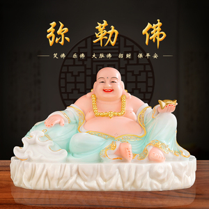 汉白玉弥勒佛佛像居家供奉招财保平安摆件全堂佛笑佛乐佛大肚弥勒