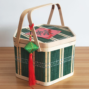 竹编手提端午粽子竹篮礼盒包装水果食品特产鸡蛋月饼礼品盒可定制