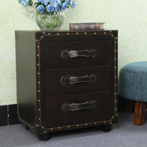 欧式复古床头柜 地中海沙发边几美式简约地柜皮箱储物实木斗柜子