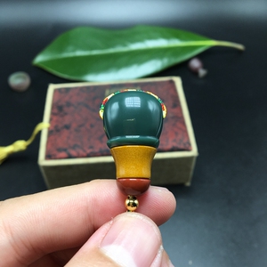 天然阿拉善玛瑙精工红绿灯卯榫拼接三通佛头套装佛珠手串文玩配饰