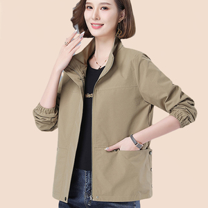 中老年妈妈装立领夹克上衣2022春秋新款大码宽松休闲女装短外套女