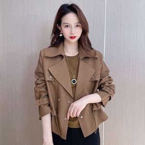 卡其色短款风衣女2023年春秋新款小个子chic休闲短外套上衣英伦风
