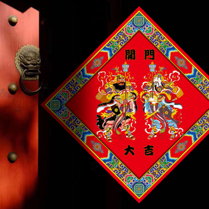 开门大吉福字门贴福人福地大门乔迁新居门神年画贴纸节庆装饰用品