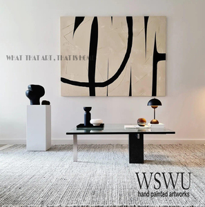 WSWU 手绘油画《愔》侘寂风沙发背景墙装饰画高级感肌理画