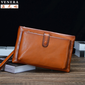 牛皮手包真皮手拿包男士手抓包大容量信封包商务休闲手机包钱包潮