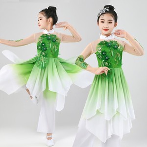 六一儿童节古典舞女童茉莉花青青竹儿舞蹈服演出服表演服装飘逸