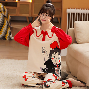 2021睡衣女士秋季纯棉长袖卡通女生可爱少女学生套装春秋冬家居服