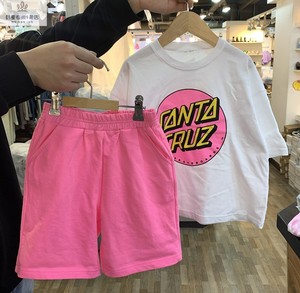 现货韩国品牌童装2024夏女童儿童中大童卡通T恤中裤运动服套装