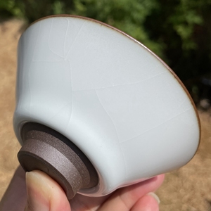 景德镇明令窑全手工汝窑斗笠杯 天青开片主人杯品杯功夫茶碗高温