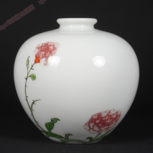 现货 蔡晓芳 晓芳窑 早期 粉彩 釉里红 花卉 苹果瓶 花瓶