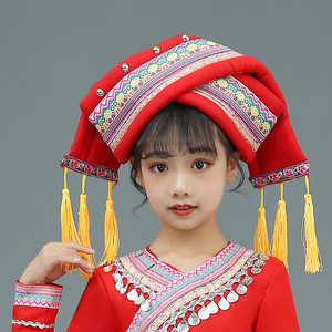 儿童苗族舞蹈头饰湘西土家族少数民族帽子广西壮族瑶族彝族服装配