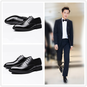 今生有你钟汉良同款鞋子真皮英伦布洛克男鞋搭配西装礼服男士皮鞋
