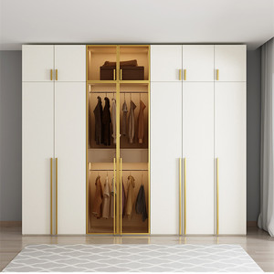 轻奢极简风现代卧室专用衣柜组合三四六八门顶柜小户型环保大衣橱