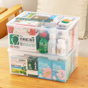 家用药箱收纳箱家庭装药箱小型急救箱药物药品防疫收纳口罩收纳盒