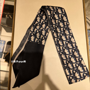 【国现】dior/迪奥 新款老花丝巾 twilly 绑包带