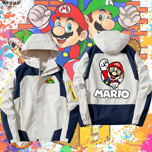 任天堂Mario马里奥兄弟周边冲锋衣欧美儿童外套游戏周边夹克衣服t