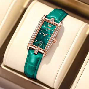 瑞士认证品牌浪琴瑰丽手表女机械表女士石英表小绿表超薄防水方形