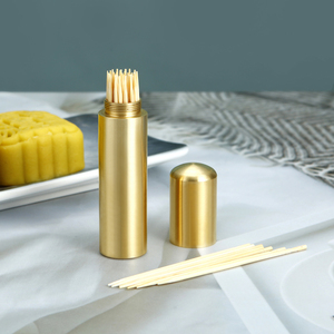 黄铜小号复古家用牙签筒户外旅行便携式个性金属工艺品实木牙签盒