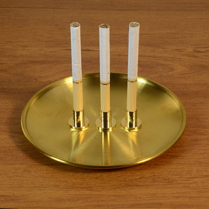 【黄铜插烟器香插】佛堂供烟器倒流香铜头底座香烟烟插香托接灰盘