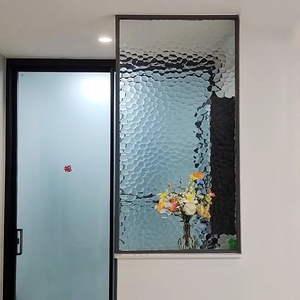 卫生间半墙钢化水立方压花艺术玻璃隔断屏风定制卫浴室洗手台干区