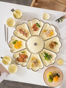 轻奢网红菜盘盘子套装圆桌家用餐盘拼盘餐具组合新款碗碟套盘团圆