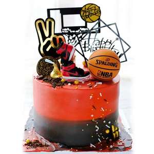 烘焙篮球蛋糕装饰 立体球鞋摆件 灌篮男生生日球星甜品台派对用品
